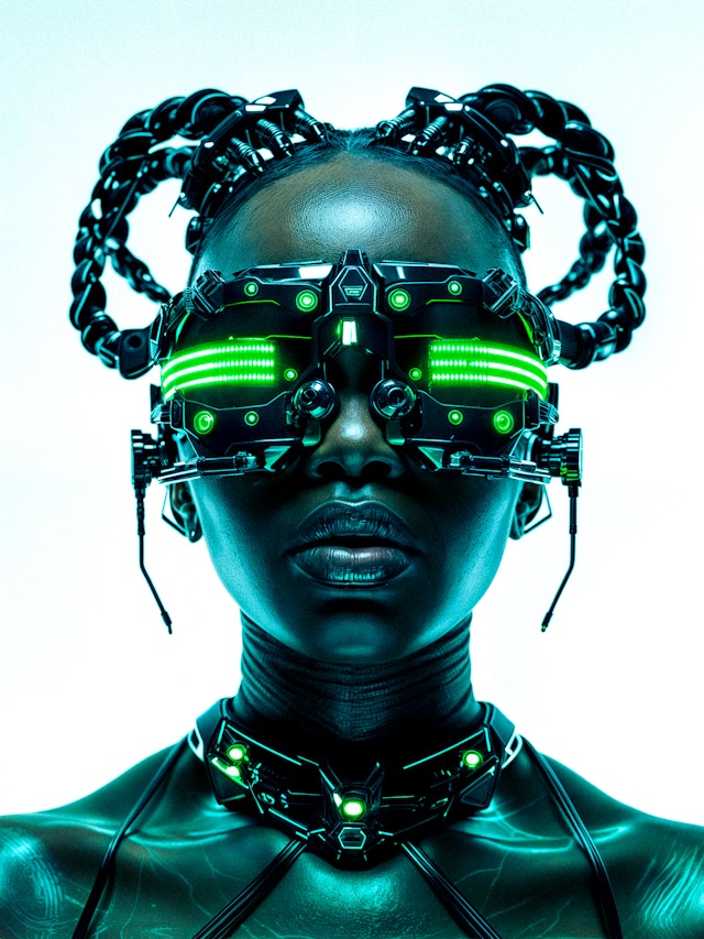 Cyberpunk Woman with Advanced Technology