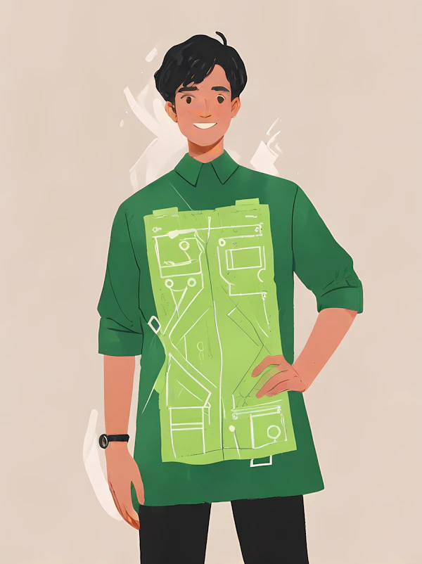 Young Person in Green Shirt