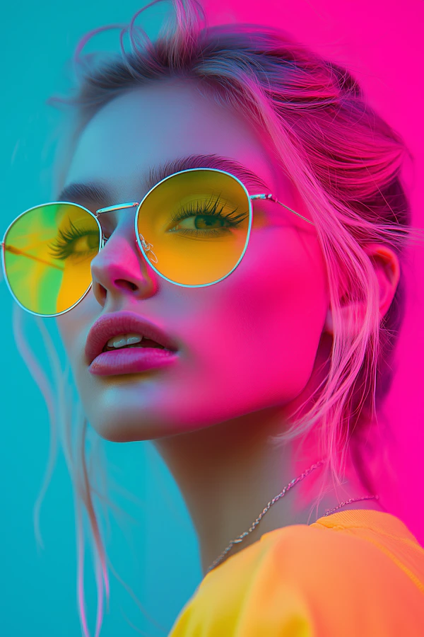 Neon Portrait of Woman