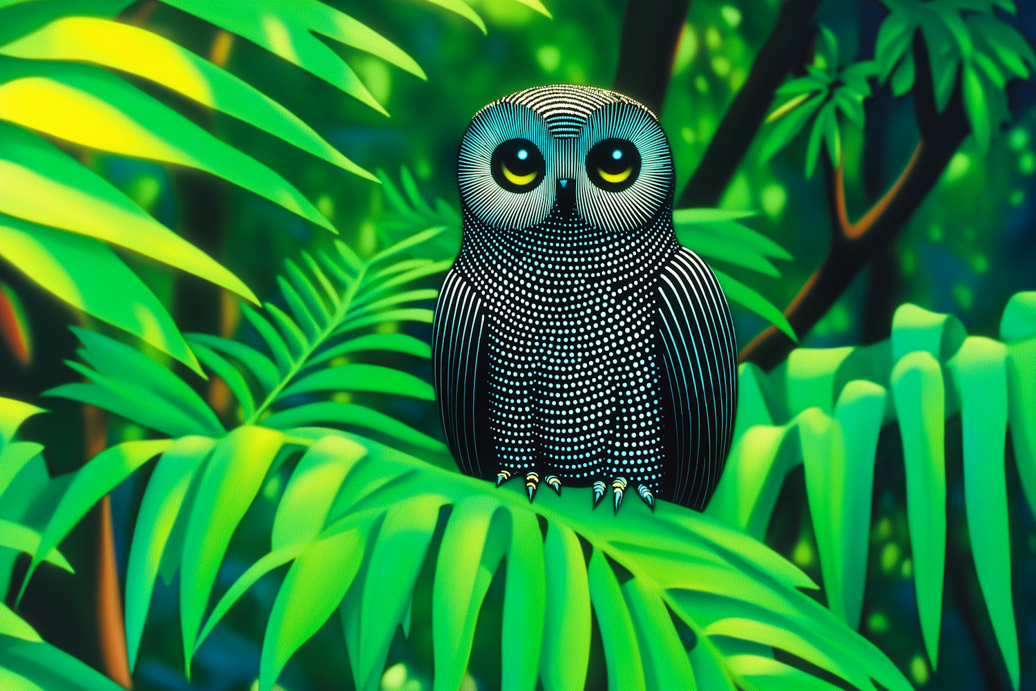 Enchanted Owl in Lush Foliage