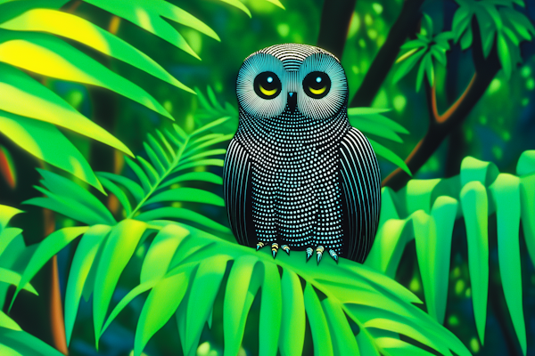 Enchanted Owl in Lush Foliage