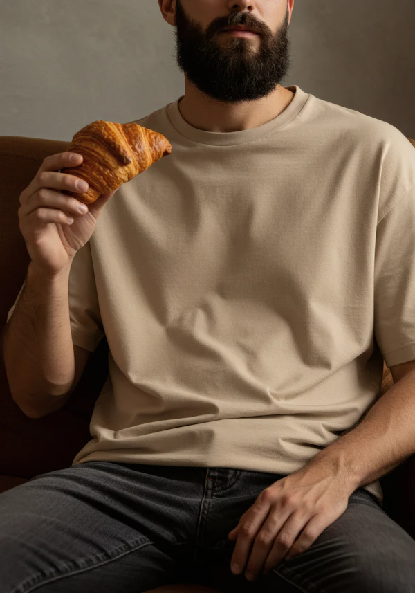 Man Enjoying Croissant