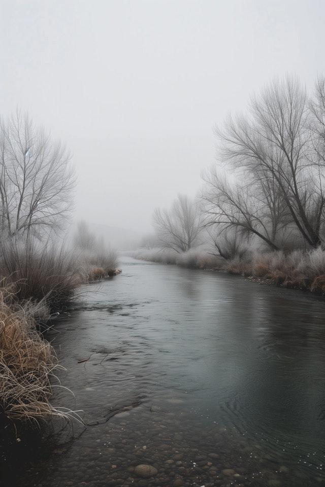 Serene Foggy River Landscape