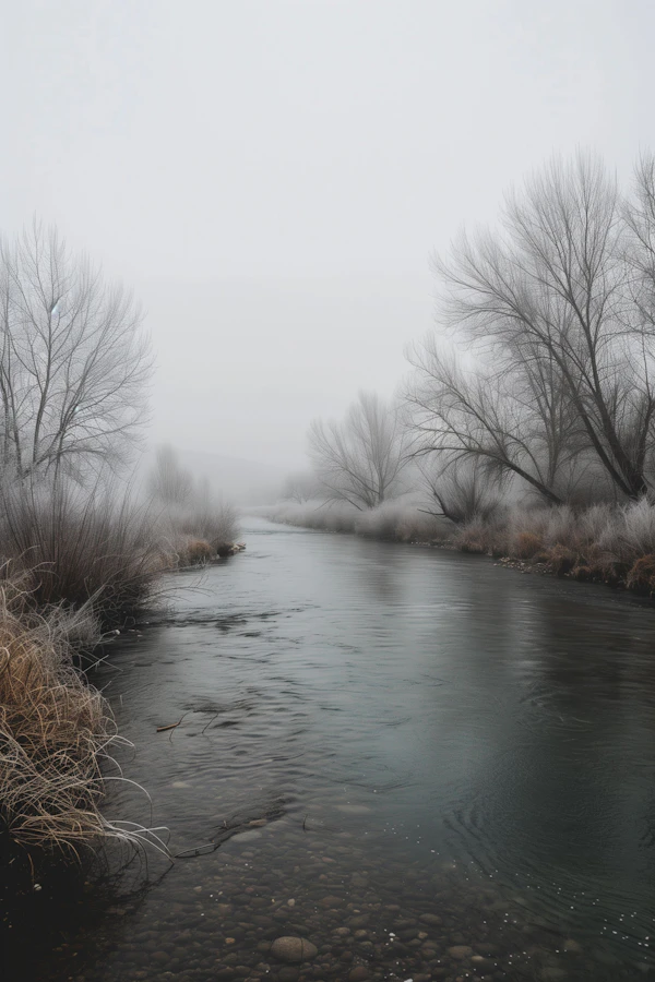 Serene Foggy River Landscape