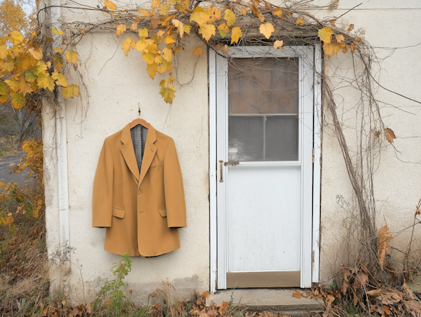 Mustard Blazer on Weathered Wall