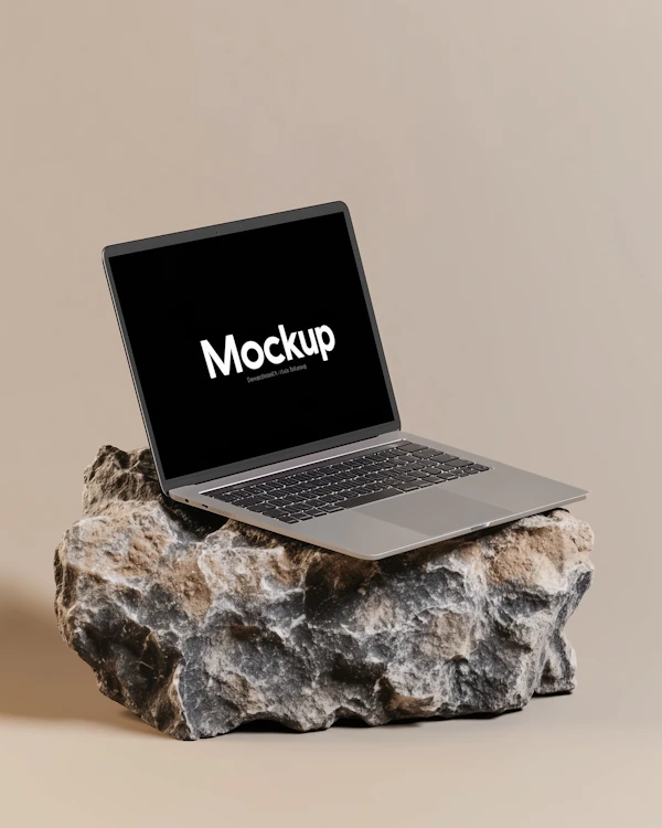 Laptop On Rugged Rock