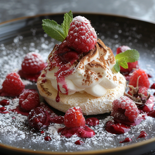 Elegant Raspberry Dessert Plate