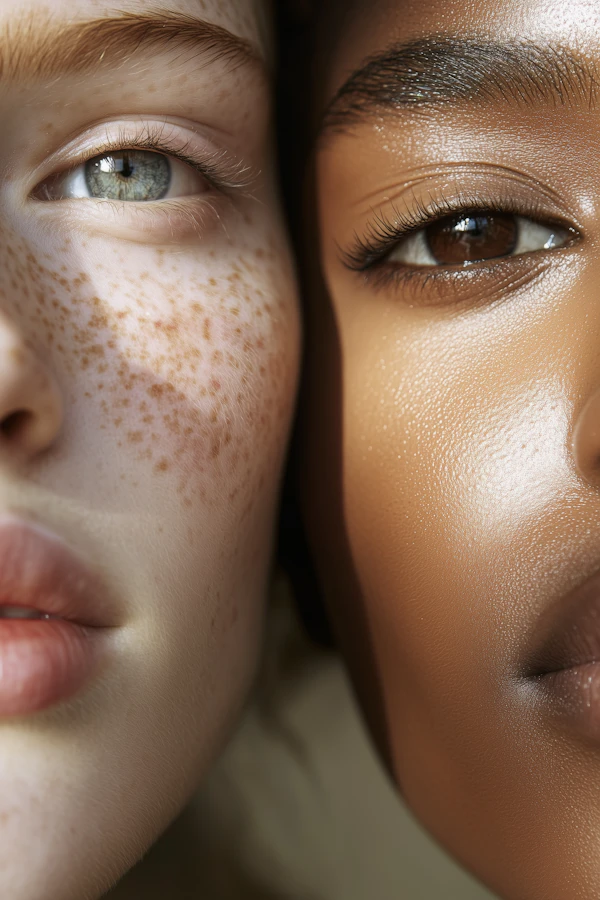 Contrasting Faces Close-Up