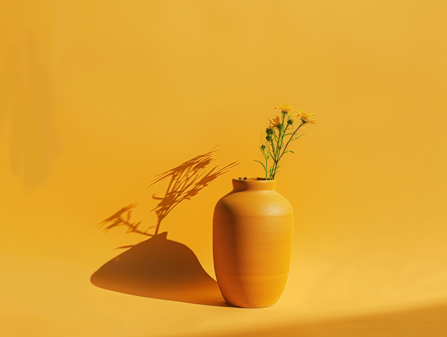 Yellow Vase with Wildflowers