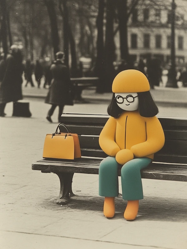 Vibrant Character on Bench
