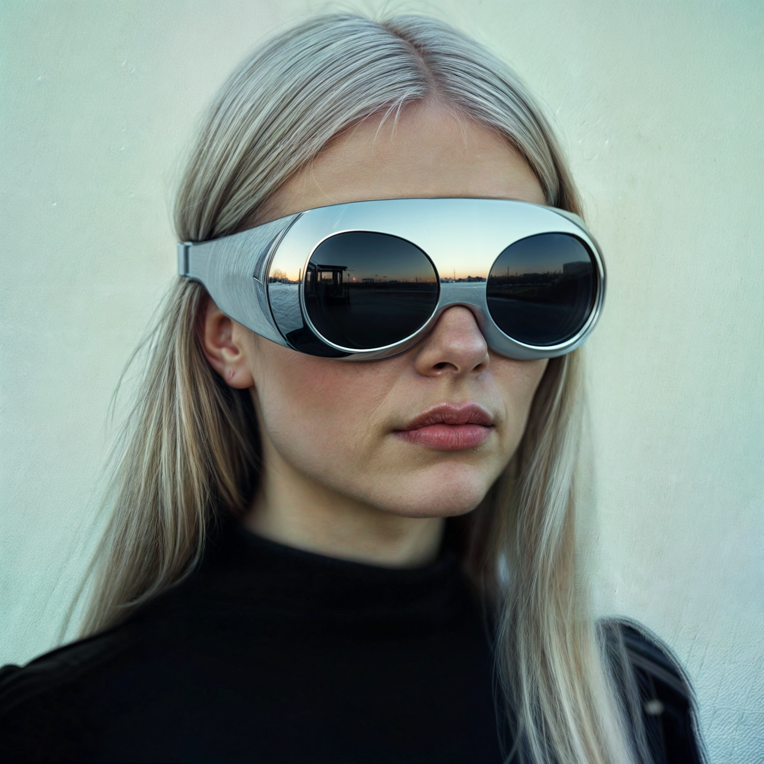 Futuristic Portrait with Reflective Goggles