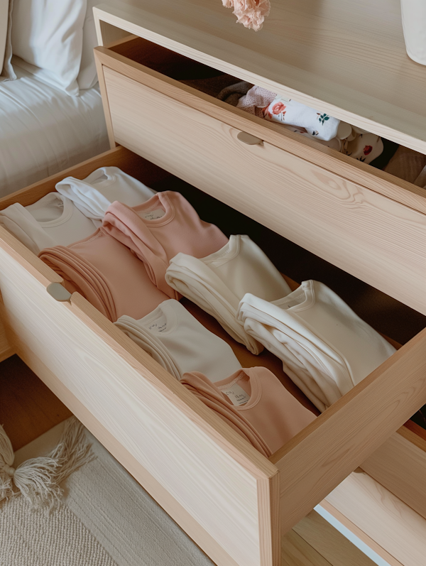 Organized Drawer with Neatly Folded Clothes