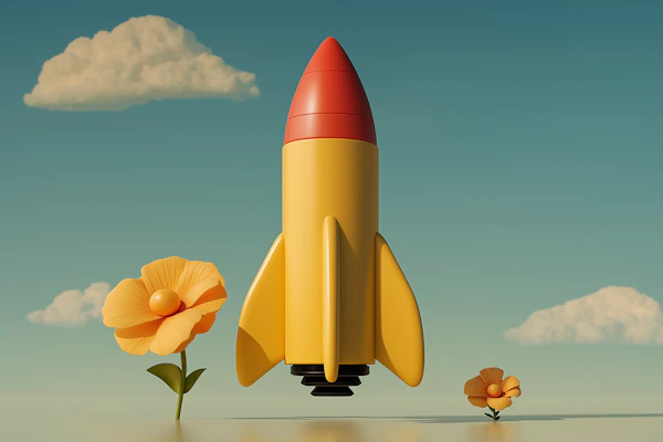 Whimsical Rocket Scene
