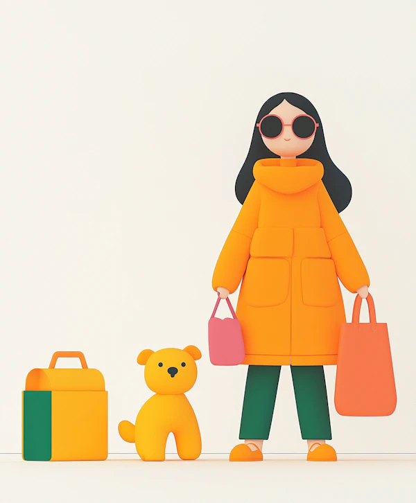 Stylized Person with Dog