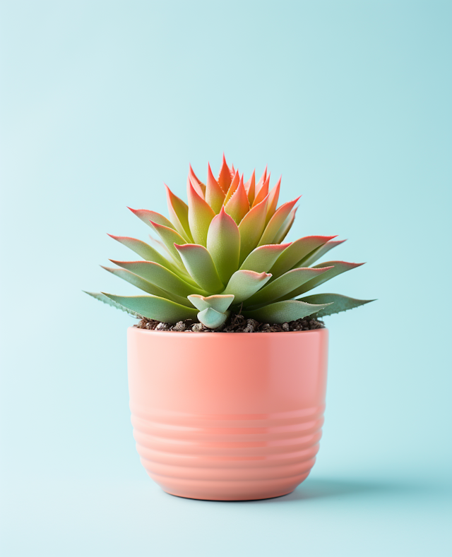 Tranquil Rosette Succulent in Coral Pot