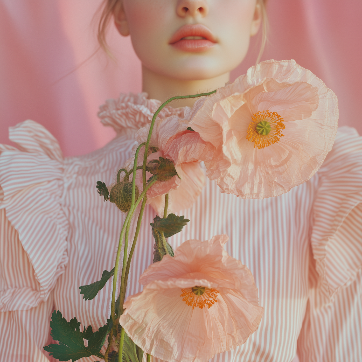 Serene Woman with Poppy Flowers