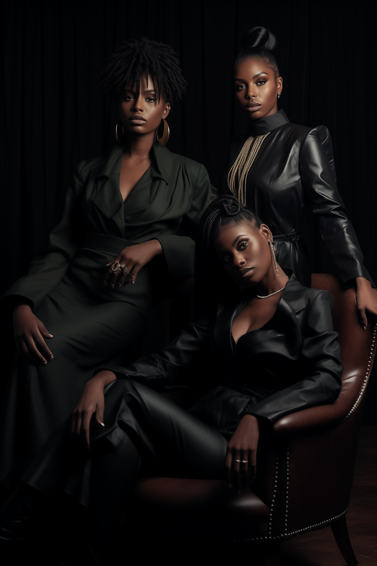 Stylized Fashion Portraiture of Three Women