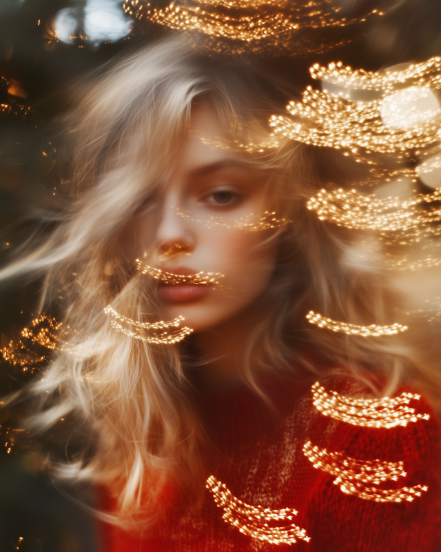 Ethereal Portrait with Golden Lights