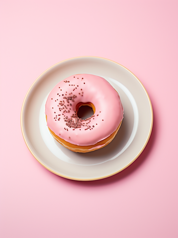 Pastel Pink Monochrome Sprinkled Donut
