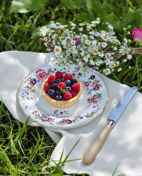 Fruit Tart Picnic Scene