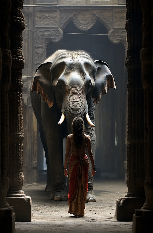 Serene Encounter in the Temple Aisle