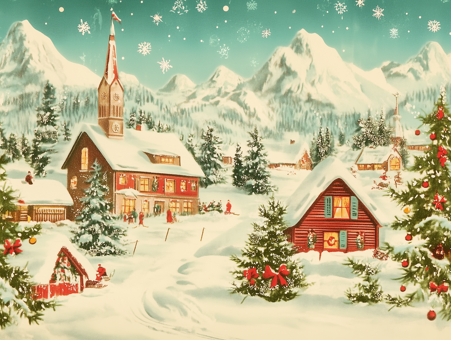 Charming Winter Village Scene