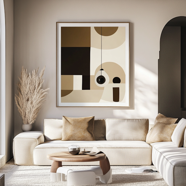 Modern Living Room with Abstract Art