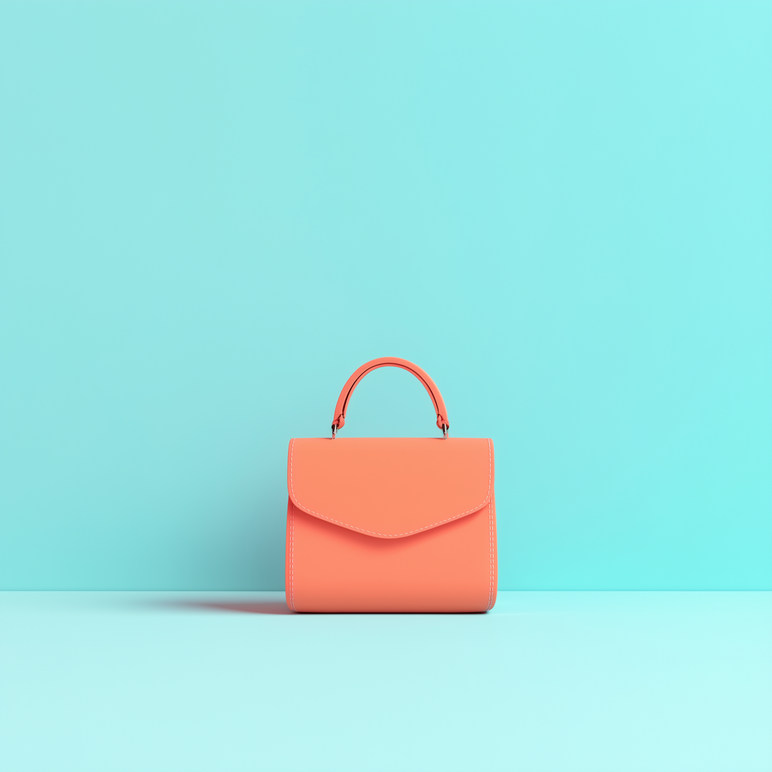 Vibrant Orange Handbag on Teal Background