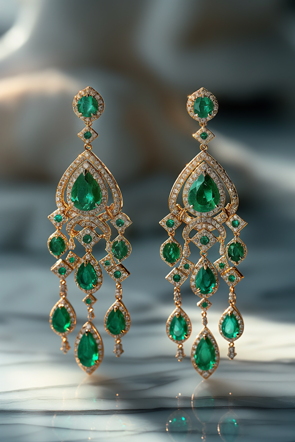Elegant Chandelier Earrings with Gemstones