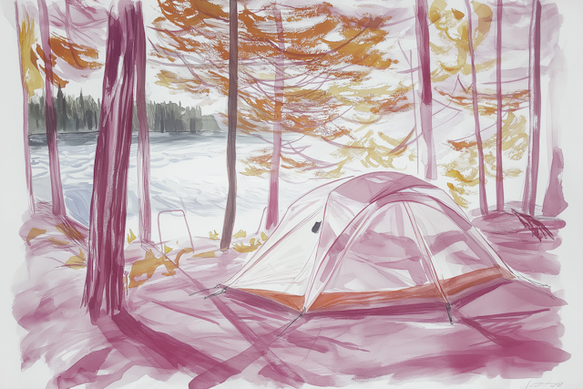 Serene Autumn Camping Scene Illustration