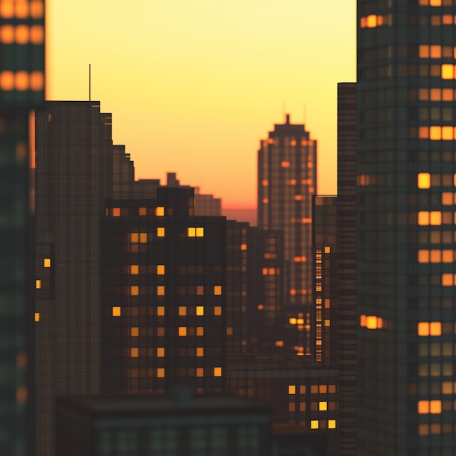 Serene Cityscape Sunset