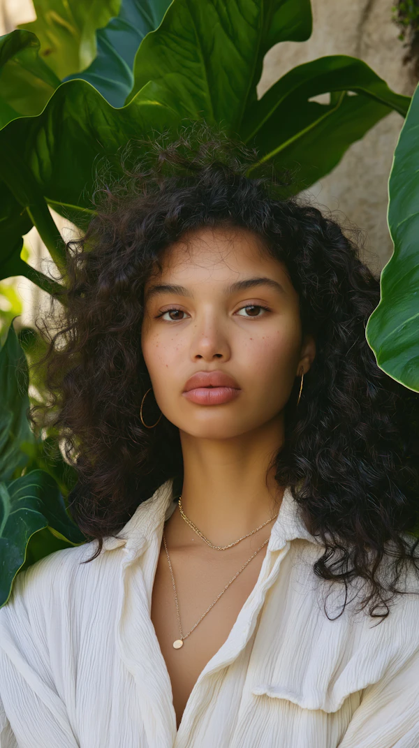 Portrait of a Young Woman with Curly Hair