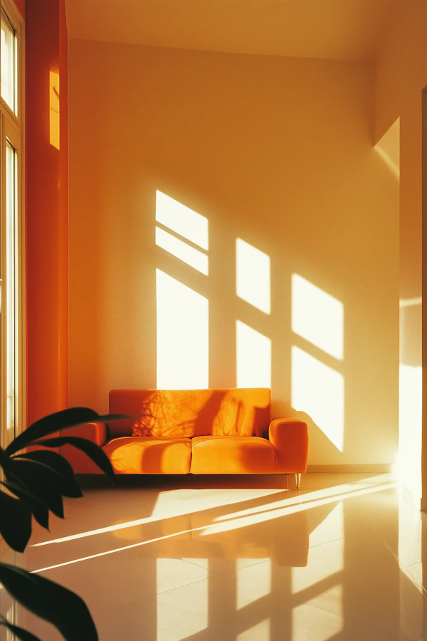 Sunlit Orange Sofa