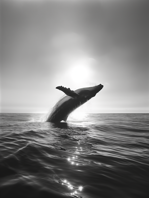 Humpback Whale Breaching in Sunlight