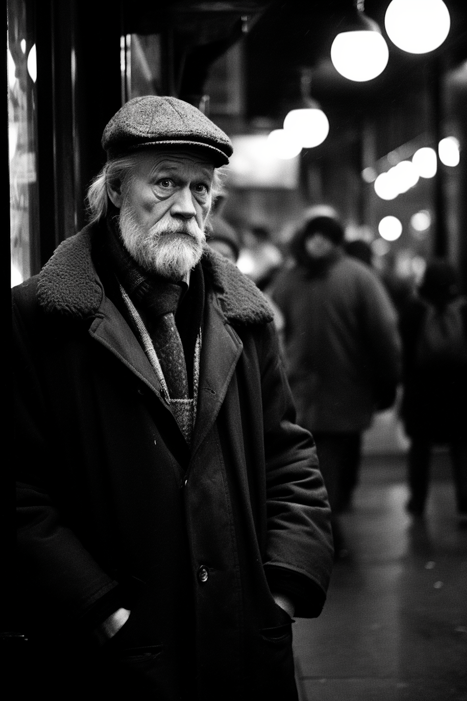 Contemplative Elderly Man in Urban Setting