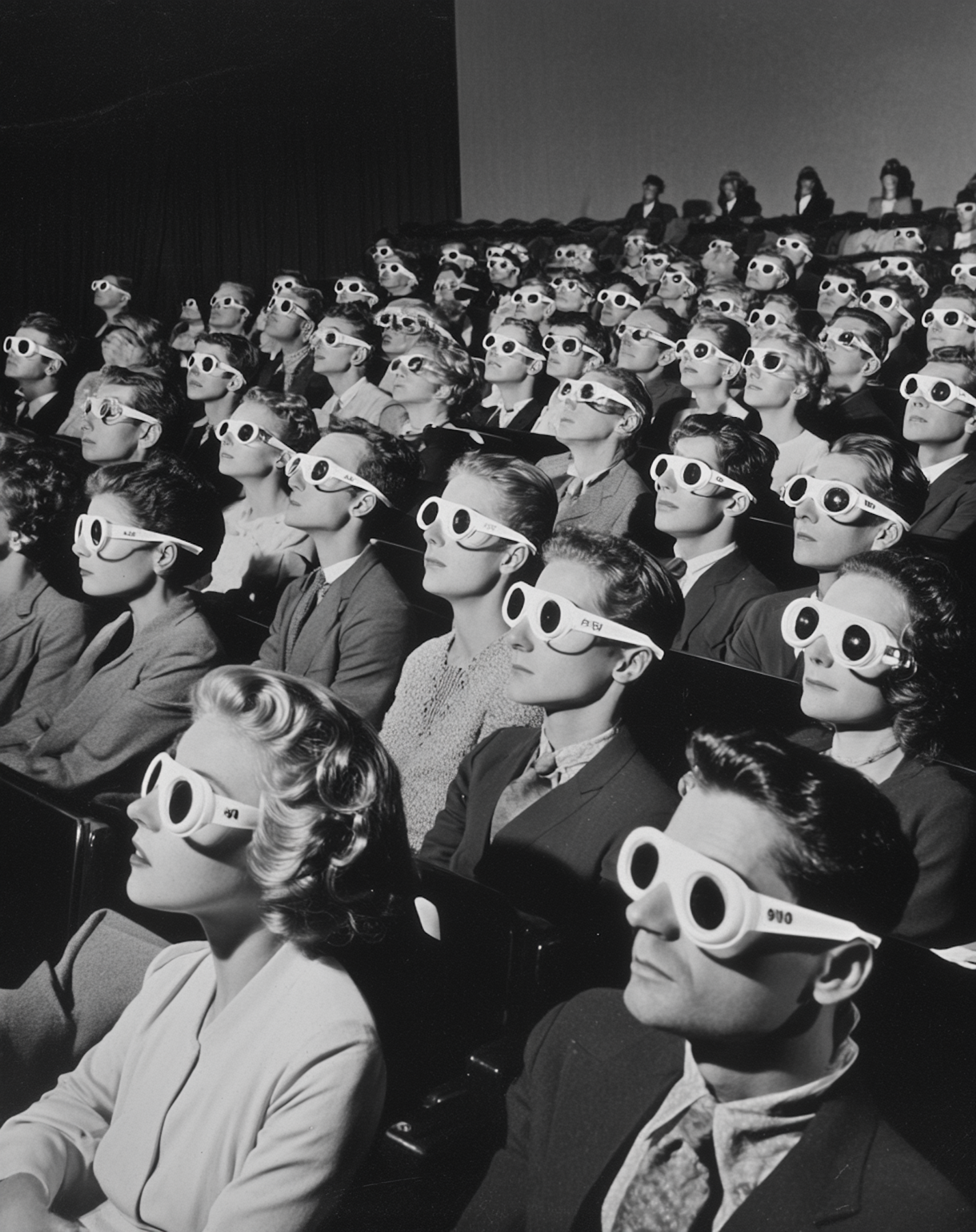 Vintage 3D Cinema Audience