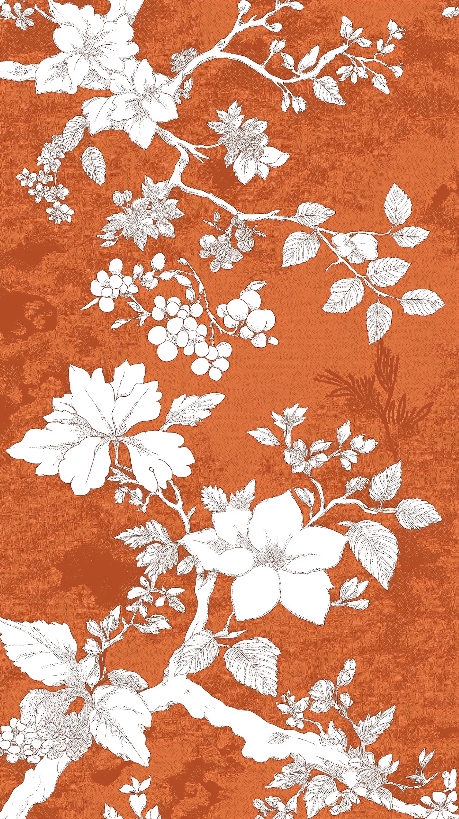 Floral Illustration on Orange Background