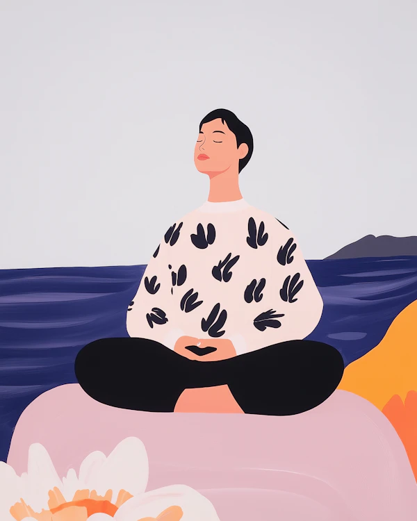 Meditative Pose by the Sea