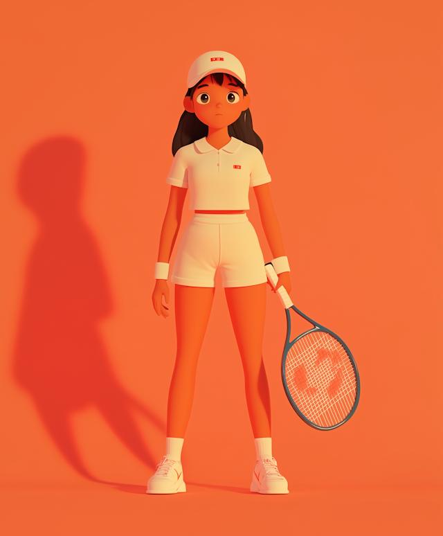 Stylized Female Tennis Player Illustration