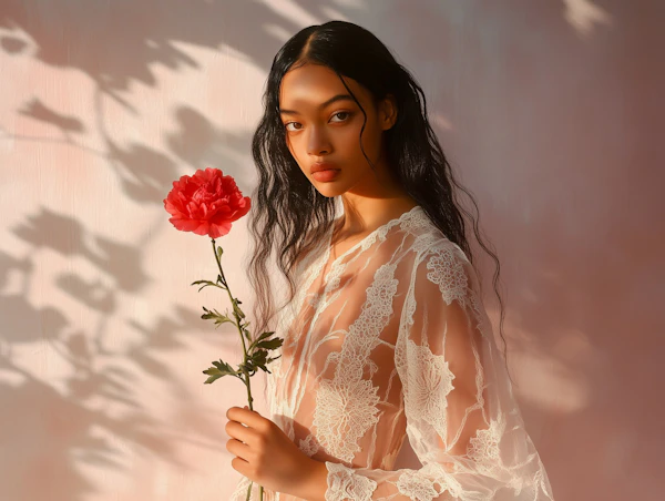 Woman with Red Flower