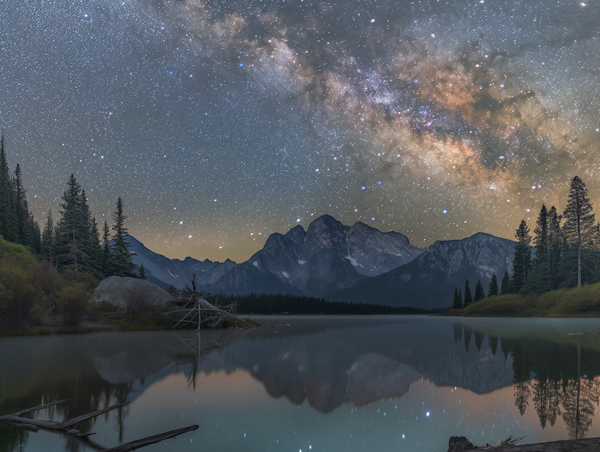 Starry Night Over Mountain Lake