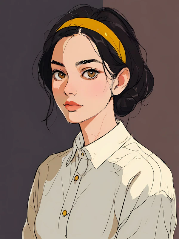 Serene Woman with Yellow Headband