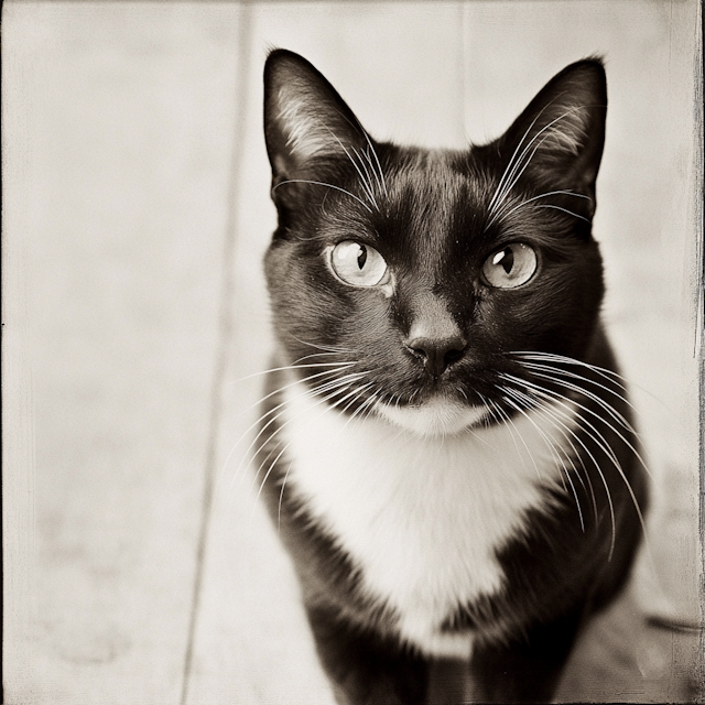 Close-up of Black and White Cat