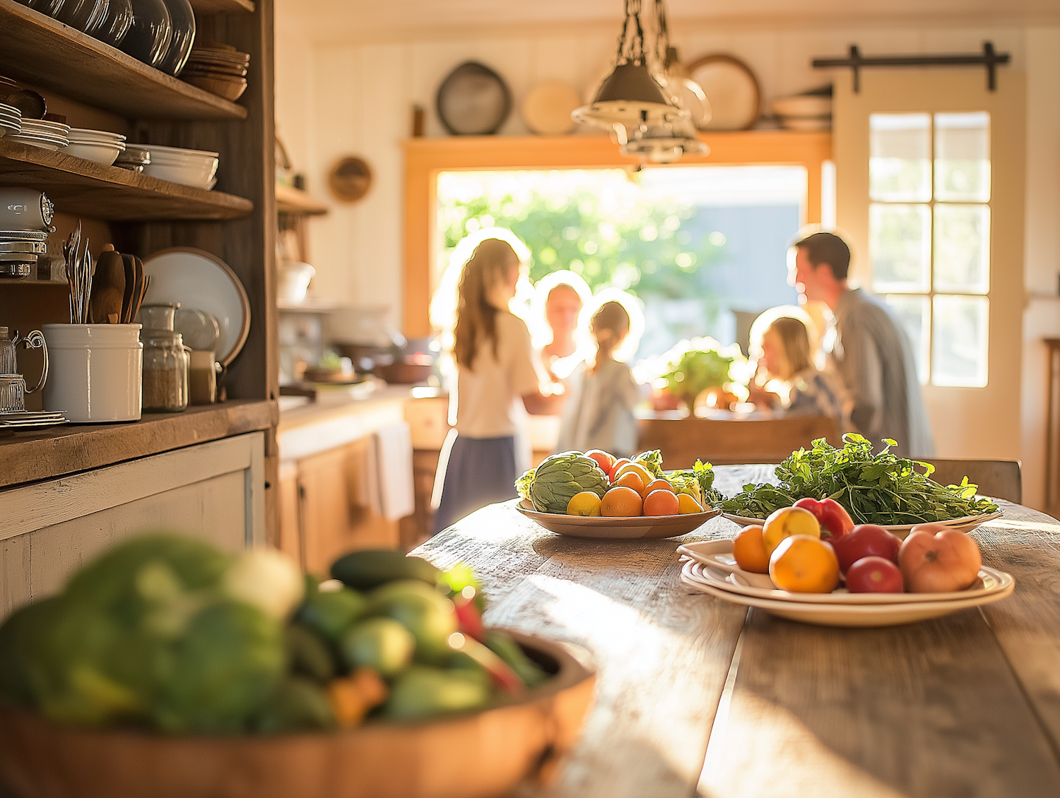 Warm Sunlit Kitchen Scene