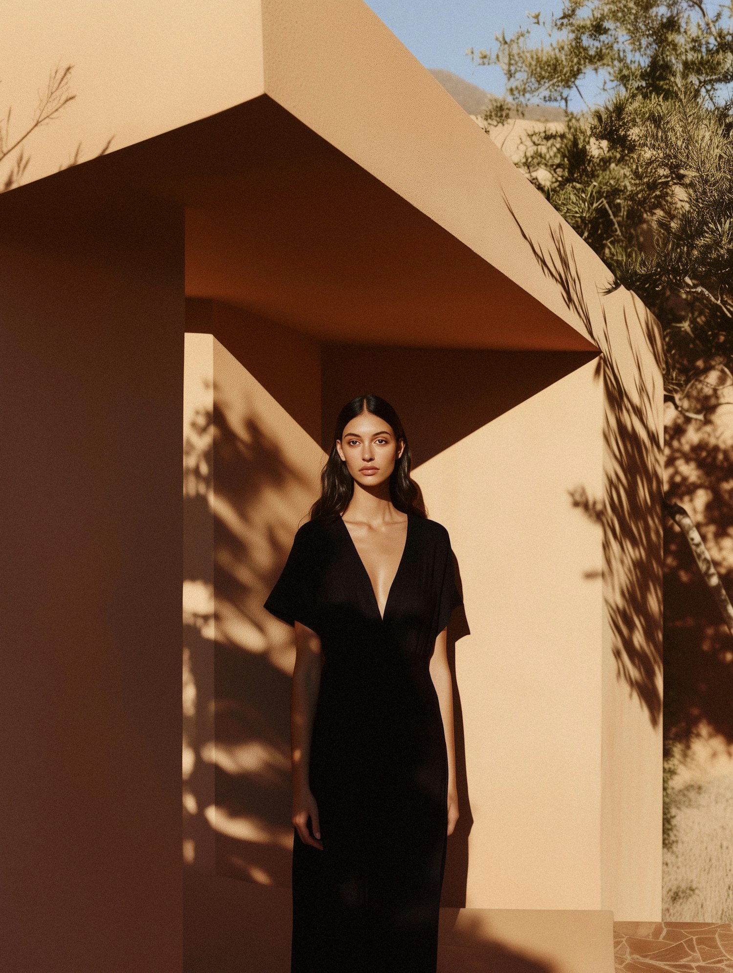 Woman in Front of Geometric Structure