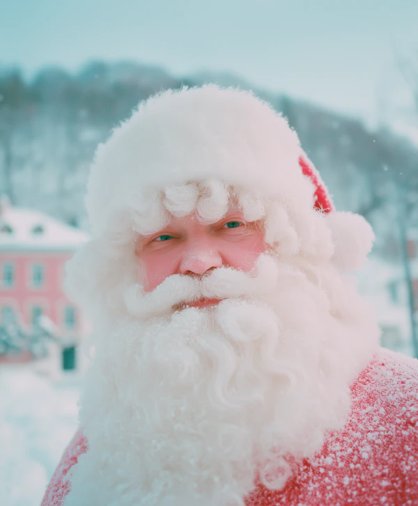 Santa in Snowy Scene