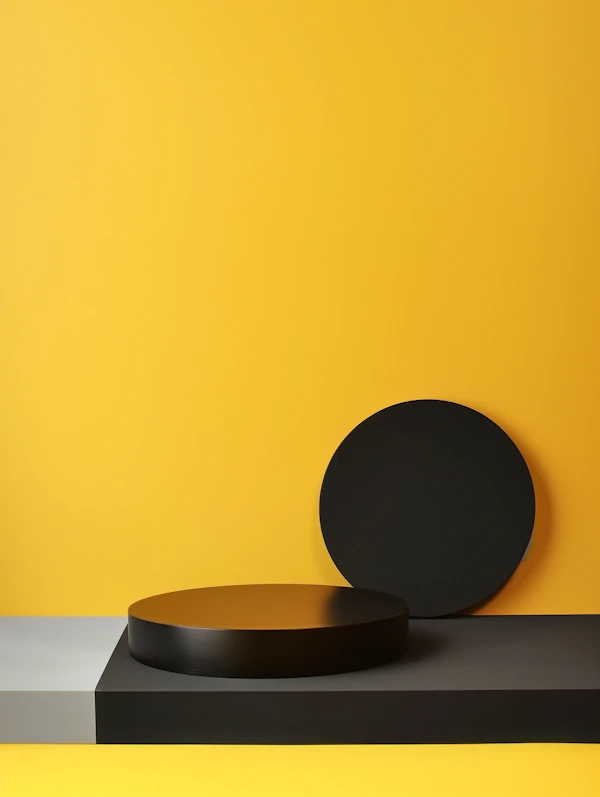 Minimalist Abstract Composition with Yellow Background