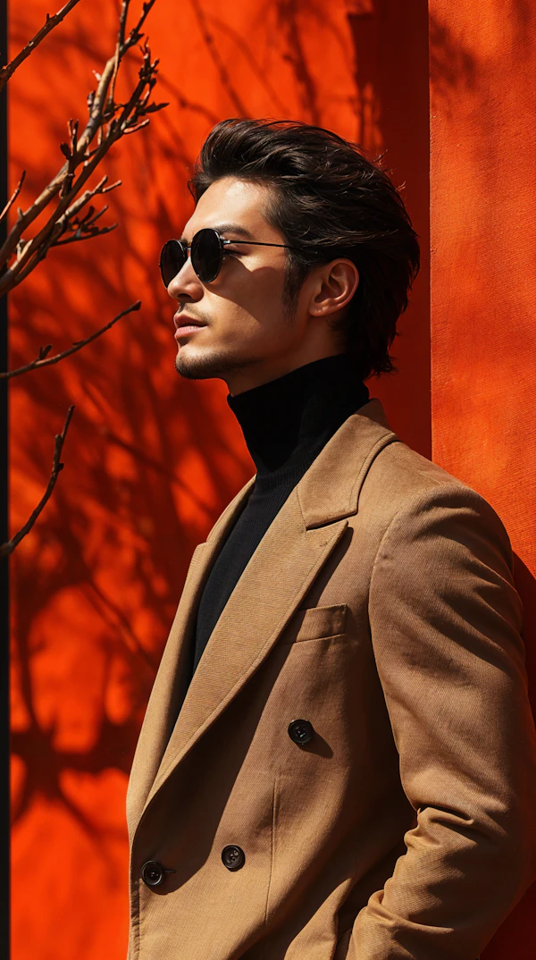 Stylish Man Against Orange Background
