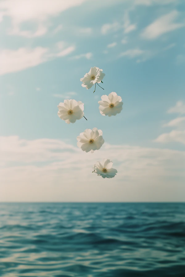 Floating White Flowers