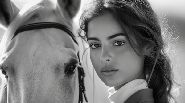 Intimate Portrait of Young Woman and Horse